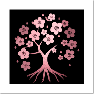 Blossoming sakura tree Posters and Art